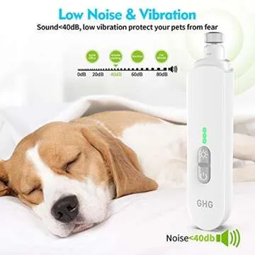 GHG Dog Nail Grinder Upgraded - Professional Dog Nail Trimmers Rechargeable, Dog Nail Clipper for Small Medium Large Dogs Quiet, 3-Speed Pet Nail Grinders Trimmer with LED Light, Super Low Noise