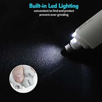 GHG Dog Nail Grinder Upgraded - Professional Dog Nail Trimmers Rechargeable, Dog Nail Clipper for Small Medium Large Dogs Quiet, 3-Speed Pet Nail Grinders Trimmer with LED Light, Super Low Noise