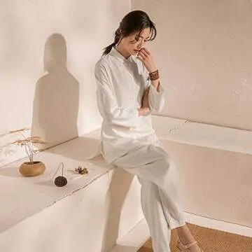 KSUA Womens Tai Chi Uniform Chinese Traditional Zen Meditation Suit Martial Arts Kung Fu Clothes Morning Exercises Outfit