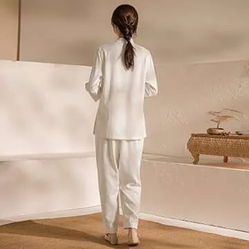 KSUA Womens Tai Chi Uniform Chinese Traditional Zen Meditation Suit Martial Arts Kung Fu Clothes Morning Exercises Outfit