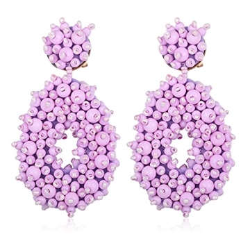 Statement Drop Earrings - Bohemian Beaded Teardrop Dangle Earrings Gift for Women