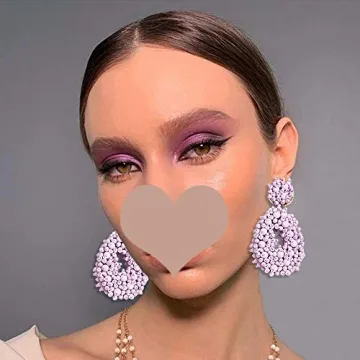 Statement Drop Earrings - Bohemian Beaded Teardrop Dangle Earrings Gift for Women