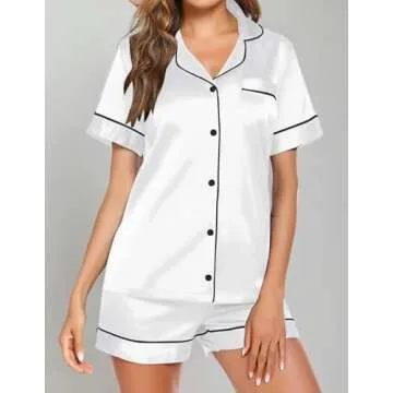 Ekouaer Satin Pajamas for Women Soft Silk Loungewear