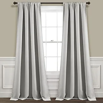 Lush Decor Insulated Rod Pocket Blackout Window Curtain Panel Pair, 84" Long x 52" Wide, Light Gray
