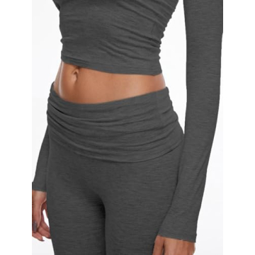 AnotherChill Women's Flare Pants & Crop Top Set in Dark Grey