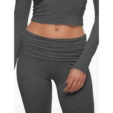 AnotherChill Women's Flare Pants & Crop Top Set in Dark Grey