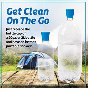 IMPRESA 2 Pack Water Sprinkler Caps for Dogs, Hiking, Beach, and Camping, Water Bottle Shower Attachment for Sand, Dirt & Mud Removal, Fits 16oz to 2L Plastic or Soda Bottles