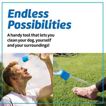 IMPRESA 2 Pack Water Sprinkler Caps for Dogs, Hiking, Beach, and Camping, Water Bottle Shower Attachment for Sand, Dirt & Mud Removal, Fits 16oz to 2L Plastic or Soda Bottles