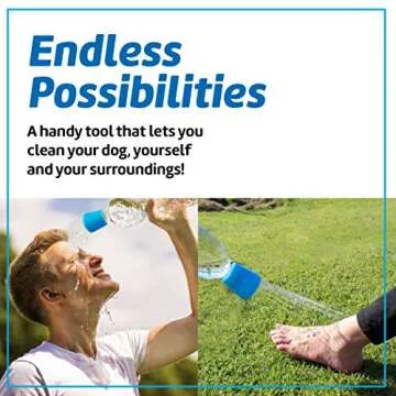 IMPRESA 2 Pack Water Sprinkler Caps for Dogs, Hiking, Beach, and Camping, Water Bottle Shower Attachment for Sand, Dirt & Mud Removal, Fits 16oz to 2L Plastic or Soda Bottles