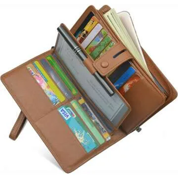 RFID Leather Wallet for Women - Large Wristlet Organizer