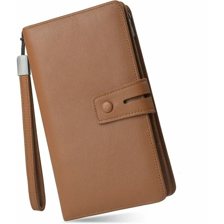 RFID Leather Wallet for Women - Large Wristlet Organizer