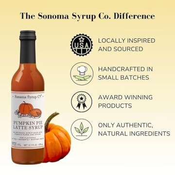 Sonoma Syrup Co Pumpkin Pie Latte Syrup 12.7 ounces - for Coffee and Cooking