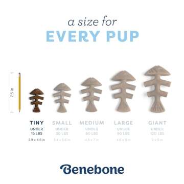 Benebone Puppy Fishbone Dog Chew Toys, Softer for Modest Chewers, Made in USA
