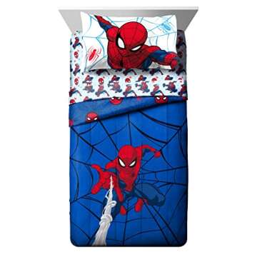 Jay Franco Marvel Spiderman Webtastic 7 Piece Full Size Bed Set - Includes Reversible Comforter & Sheet Set - Super Soft Kids Bedding Fade Resistant Microfiber (Official Marvel Product)