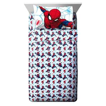 Jay Franco Marvel Spiderman Webtastic 7 Piece Full Size Bed Set - Includes Reversible Comforter & Sheet Set - Super Soft Kids Bedding Fade Resistant Microfiber (Official Marvel Product)