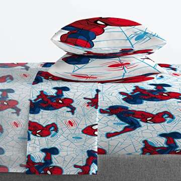 Jay Franco Marvel Spiderman Webtastic 7 Piece Full Size Bed Set - Includes Reversible Comforter & Sheet Set - Super Soft Kids Bedding Fade Resistant Microfiber (Official Marvel Product)