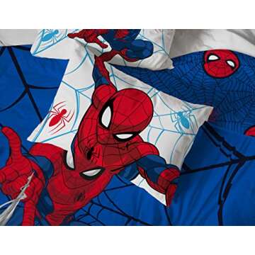 Jay Franco Marvel Spiderman Webtastic 7 Piece Full Size Bed Set - Includes Reversible Comforter & Sheet Set - Super Soft Kids Bedding Fade Resistant Microfiber (Official Marvel Product)