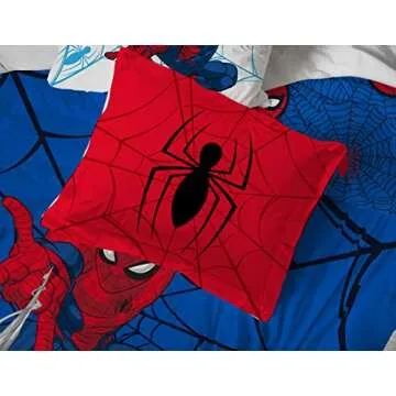Jay Franco Marvel Spiderman Webtastic 7 Piece Full Size Bed Set - Includes Reversible Comforter & Sheet Set - Super Soft Kids Bedding Fade Resistant Microfiber (Official Marvel Product)