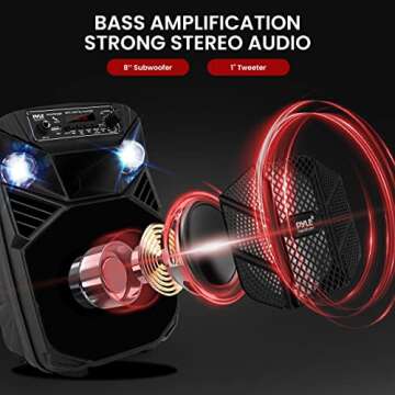 Pyle Bluetooth Karaoke Machine - 300W PA Speaker with LED Lights, Portable Design, Rechargeable Batt...