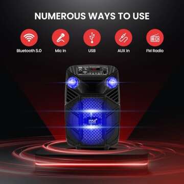 Pyle Bluetooth Karaoke Speaker - 300W with LED Lights