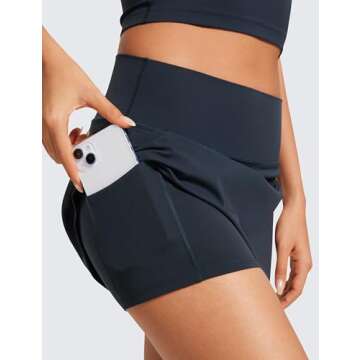 CRZ YOGA Butterluxe Skirts for Women High Waisted A Line Tennis Golf Athletic Casual Skorts with Pockets True Navy Small