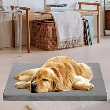 EMPSIGN Stylish Dog Bed Mat Dog Crate Pad Mattress Reversible (Cool & Warm), Water Proof Linings, Removable Machine Washable Cover, Firm Support Pet Crate Bed for Small to XX-Large Dogs, Grey