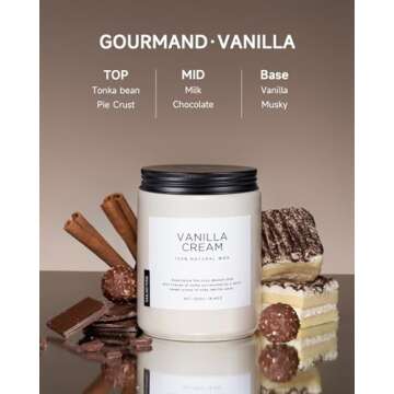 M&SENSE Vanilla Soy Candles, Large 2 Wick Jar Candle 19.4oz, 110 Hours Burning Time, 100% Natural Or...