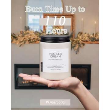 M&SENSE Vanilla Soy Candles, Large 2 Wick Jar Candle 19.4oz, 110 Hours Burning Time, 100% Natural Organic Soy Wax, Relaxing Aromatherapy Scented Candle, Housewarming Gift for Women and Men