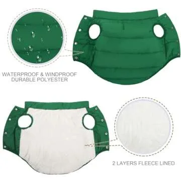 ASENKU Windproof Dog Winter Coat Waterproof Dog Jacket Warm Dog Vest Cold Weather Pet Apparel with 2 Layers Fleece Lined for Small Medium Large Dogs (M, Green)