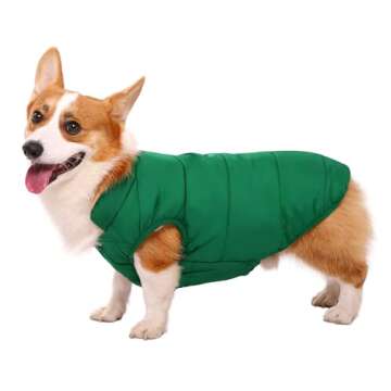 ASENKU Windproof Dog Winter Coat Waterproof Dog Jacket Warm Dog Vest Cold Weather Pet Apparel with 2 Layers Fleece Lined for Small Medium Large Dogs (M, Green)