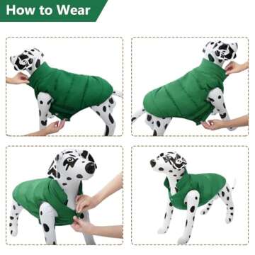 ASENKU Windproof Dog Winter Coat Waterproof Dog Jacket Warm Dog Vest Cold Weather Pet Apparel with 2 Layers Fleece Lined for Small Medium Large Dogs (M, Green)