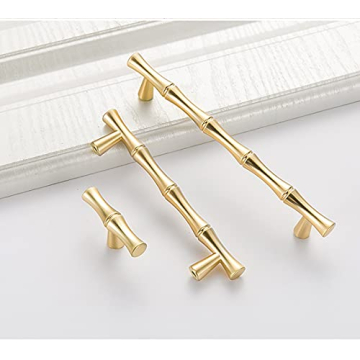 ESreake 6Pcs Golden Bamboo Shape Cabinet Knobs