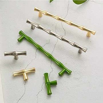 ESreake 6Pcs Golden Bamboo Shape Cabinet Knobs