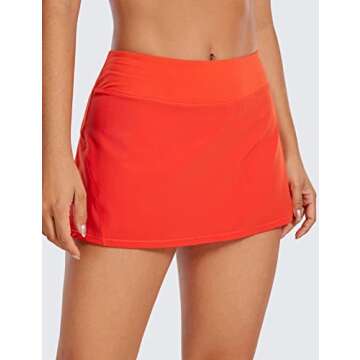 CRZ YOGA Women's Quick Dry Pleated Tennis Skirts Mid Waisted Cute Athletic Workout Running Sports Go...