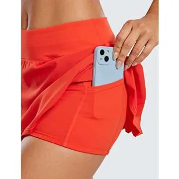 CRZ YOGA Women's Quick Dry Tennis Skirt in Poppy