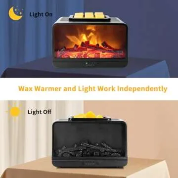 EQUSUPRO Wax Melt Warmer Electric Burner - Flame Fireplace Candle Wax Warmer, Wax Melter for Scented Wax with 4 Timer, Flame Light Fragrance Wax Cubes Oil Warmer Gift & Decor for Home Office (Black)