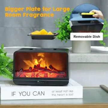 EQUSUPRO Wax Melt Warmer Electric Burner - Flame Fireplace Candle Wax Warmer, Wax Melter for Scented Wax with 4 Timer, Flame Light Fragrance Wax Cubes Oil Warmer Gift & Decor for Home Office (Black)