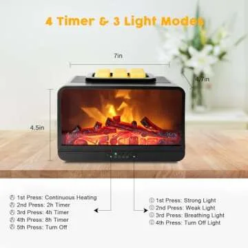 EQUSUPRO Wax Melt Warmer Electric Burner - Flame Fireplace Candle Wax Warmer, Wax Melter for Scented Wax with 4 Timer, Flame Light Fragrance Wax Cubes Oil Warmer Gift & Decor for Home Office (Black)