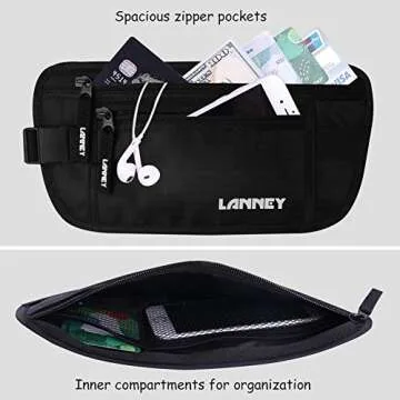 Travel Money Belt RFID Blocking Waist Wallet Waterproof Hidden Stash for Men Women, Under Clothes Passport Holder with 10 Credit Card Sleeves, Black