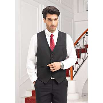 Enlision Men's Suit Vest Business Formal Dress Waistcoat Solid Color Vest for Suit or Tuxedo