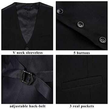 Enlision Men's Suit Vest Business Formal Dress Waistcoat Solid Color Vest for Suit or Tuxedo