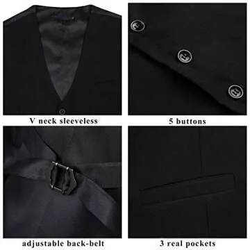 Enlision Men's Suit Vest Business Formal Dress Waistcoat Solid Color Vest for Suit or Tuxedo