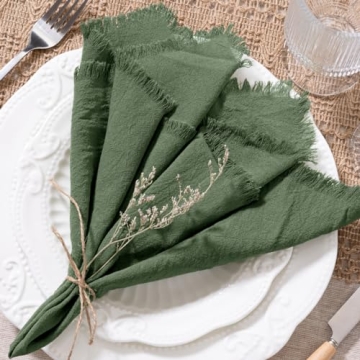 Socomi Linen Napkins Green Easter Spring Cloth Napkins Bulk Washable Cotton Napkins Set of 6 17"x17" for Wedding Party Bridal Baby Shower Birthday Table Decorations