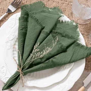 Socomi Linen Napkins Green Easter Spring Cloth Napkins Bulk Washable Cotton Napkins Set of 6 17"x17" for Wedding Party Bridal Baby Shower Birthday Table Decorations