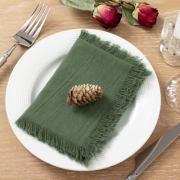 Socomi Linen Napkins Green Easter Spring Cloth Napkins Bulk Washable Cotton Napkins Set of 6 17"x17" for Wedding Party Bridal Baby Shower Birthday Table Decorations