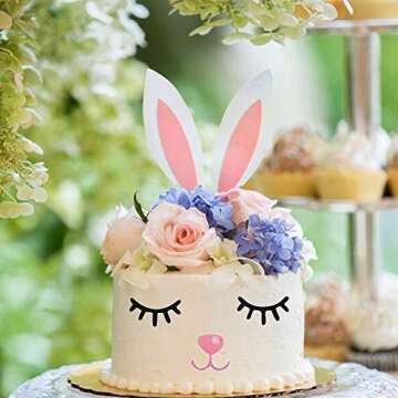 Qerleny Happy Birthday Cake Topper Little Rabbit Decoration