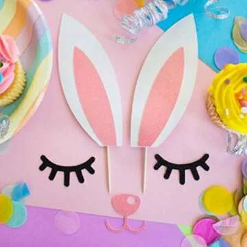 Qerleny Happy Birthday Cake Topper Little Rabbit Decoration