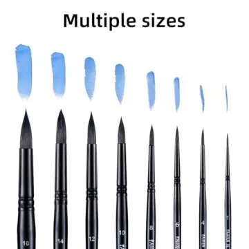 Falling in Art Professional Paint Brush Set, Round Pointed Paintbrush Set, Wooden Handle Squirrel Hair Artist Brushes for Watercolor Painting(Black Handle) 8 Pcs