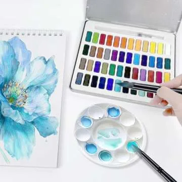 Falling in Art Professional Paint Brush Set, Round Pointed Paintbrush Set, Wooden Handle Squirrel Hair Artist Brushes for Watercolor Painting(Black Handle) 8 Pcs