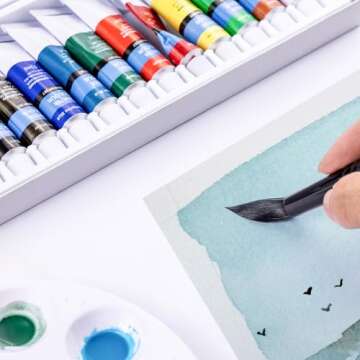 Falling in Art Professional Paint Brush Set, Round Pointed Paintbrush Set, Wooden Handle Squirrel Hair Artist Brushes for Watercolor Painting(Black Handle) 8 Pcs